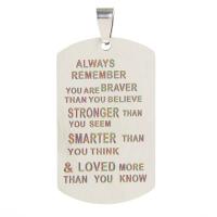 Pendentifs en acier inoxydable, Placage, DIY & avec le motif de lettre, argent, 45*26mm, Vendu par PC