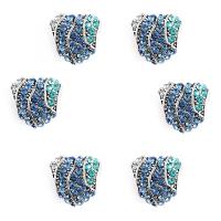 Rhinestone Zinc Alloy Beads, plated, DIY & with rhinestone, blue, 12*12mm 