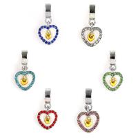 Colgantes de Aleación de Zinc en Forma de Corazón, chapado, Bricolaje & con diamantes de imitación, más colores para la opción, 23*12mm, 10PCs/Bolsa, Vendido por Bolsa