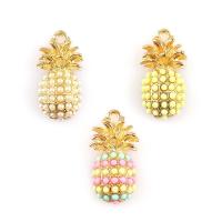 Zinklegierung Obst Anhänger, Ananas, plattiert, DIY & mit Strass, keine, 22*10mm, 10PCs/Tasche, verkauft von Tasche