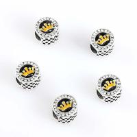 Rhinestone Zinc Alloy Beads, plated, DIY & enamel & with rhinestone, silver color, 12*9mm 