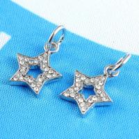 Zinc Alloy Star Pendant, plated, DIY & with rhinestone, silver color, 23mm 