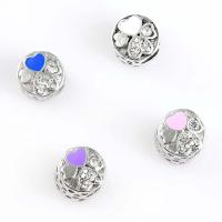 Rhinestone Zinc Alloy Beads, plated, DIY & enamel & with rhinestone 11*9mm 