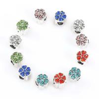 Rhinestone Zinc Alloy Beads, Flower, plated, DIY & with rhinestone 11*9mm 