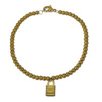 Edelstahl Charm Armband, goldfarben plattiert, Armband  Bettelarmband & für Frau, 8x13.5mm,4mm, Länge:ca. 8 ZollInch, verkauft von Strang