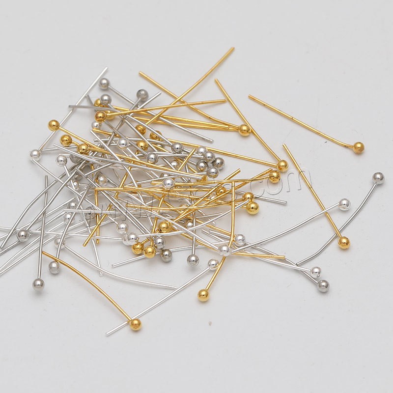 Brass Ball Head Pin, plated, different size for choice, more colors for choice, Approx 2000PCs/Bag, Sold By Bag