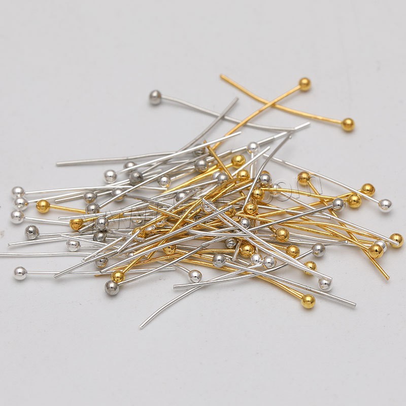 Brass Ball Head Pin, plated, different size for choice, more colors for choice, Approx 2000PCs/Bag, Sold By Bag