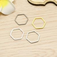 Brass Jewelry Finding, Hexagon, plated, hollow, Random Color, 16mm 