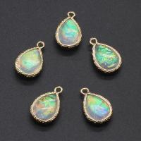 Artificial-Opal Pendentif, avec laiton, larme, Placage de couleur d'or Environ 1.6mm, Vendu par PC