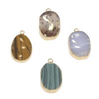 Gemstone Pendantifs en laiton, pierre gemme, avec laiton, Placage de couleur d'or, différents matériaux pour le choix Environ 2.5mm, Vendu par PC