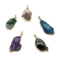 Gemstone Pendantifs en laiton, pierre gemme, avec laiton, Placage de couleur d'or, DIY, plus de couleurs à choisir, 23-51mm Environ 3.6mm, Vendu par PC