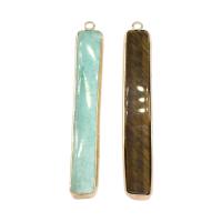 Gemstone Pendantifs en laiton, pierre gemme, avec laiton, rectangle, Placage de couleur d'or, différents matériaux pour le choix Environ 2.4mm, Vendu par PC