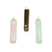 Gemstone Pendantifs en laiton, pierre gemme, avec laiton, rectangle, Placage de couleur d'or, différents matériaux pour le choix Environ 2.4mm, Vendu par PC