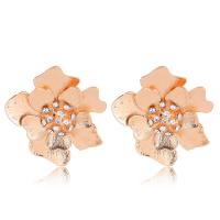 Zinc Alloy Rhinestone Stud Earring, plated, for woman & with rhinestone 40mm 