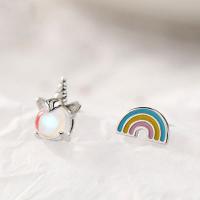 Boucles d'oreilles asymétriques, laiton, Placage, pour femme, multicolore, 10*7mm ,8*5mm, Vendu par paire