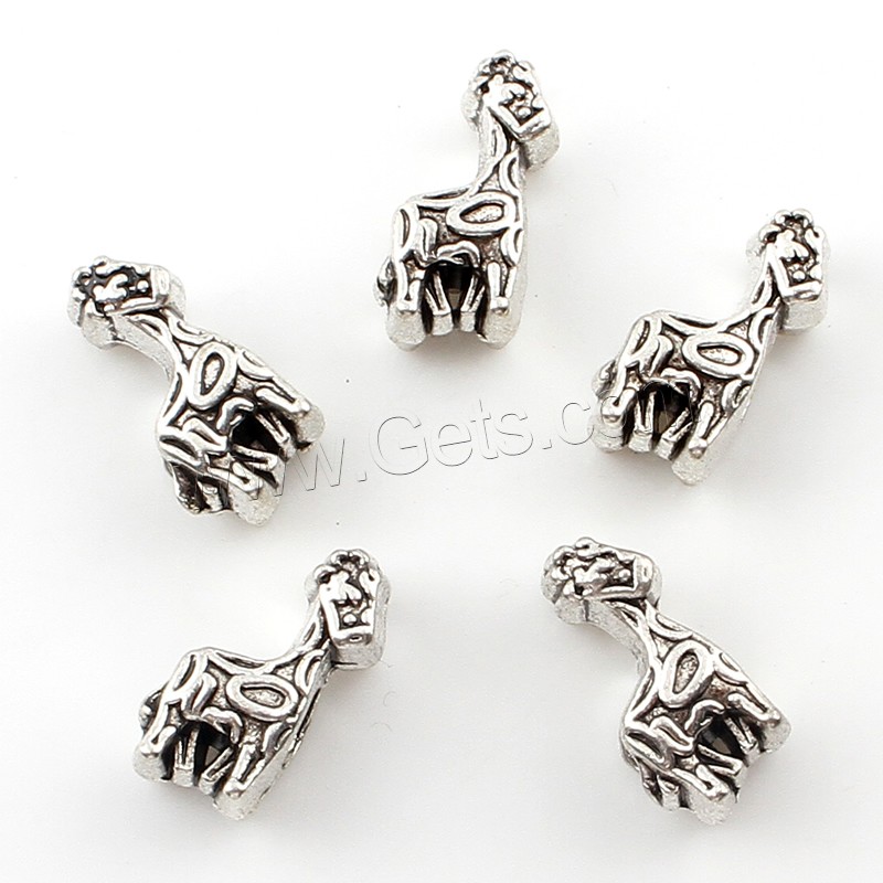 Zinc Alloy Animal Beads, Giraffe, plated, more colors for choice, 11x12x8mm, Hole:Approx 4mm, Approx 125PCs/Bag, Sold By Bag