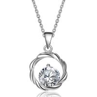 Zinc Alloy Cubic Zirconia Necklace, with Gemstone, platinum color plated, oval chain & for woman & with cubic zirconia Approx 17 Inch 