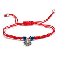 Fil de coton bracelet, avec Des billes de verre & alliage de zinc, Mauvais œil, styles différents pour le choix & pour femme Environ 7.08-11 pouce, Vendu par brin