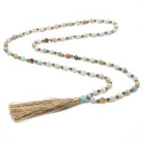 Fashion Sweater Chain Necklace, Gemstone, with Cotton Thread, Tassel & for woman, 80mm, 6mm Approx 33 Inch 