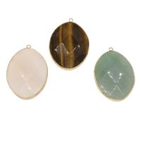 Gemstone Pendantifs en laiton, pierre gemme, avec laiton, Placage de couleur d'or, différents matériaux pour le choix Environ 2.3mm, Vendu par PC