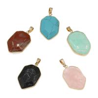 Gemstone Pendantifs en laiton, pierre gemme, avec laiton, Placage de couleur d'or, différents matériaux pour le choix Environ 2.3mm, Vendu par PC