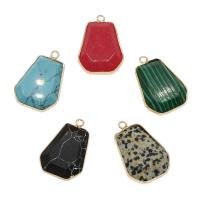 Gemstone Pendantifs en laiton, pierre gemme, avec laiton, Placage de couleur d'or, différents matériaux pour le choix Environ 2.4mm, Vendu par PC