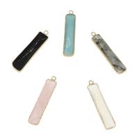 Gemstone Pendantifs en laiton, pierre gemme, avec laiton, Placage de couleur d'or, différents matériaux pour le choix Environ 2.4mm, Vendu par PC