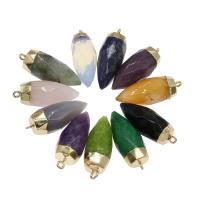 Gemstone Pendantifs en laiton, pierre gemme, avec laiton, Placage de couleur d'or, différents matériaux pour le choix Environ 1.9mm, Vendu par PC