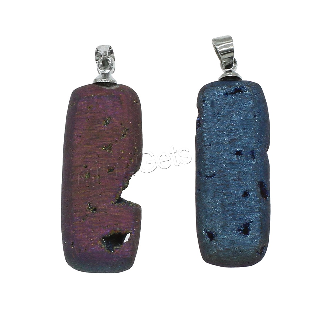 Natural Agate Pendentif Druzy, agate quartz de glace, avec laiton, Placage de couleur argentée, normes différentes pour le choix, plus de couleurs à choisir, Trou:Environ 1.2mm, Vendu par PC