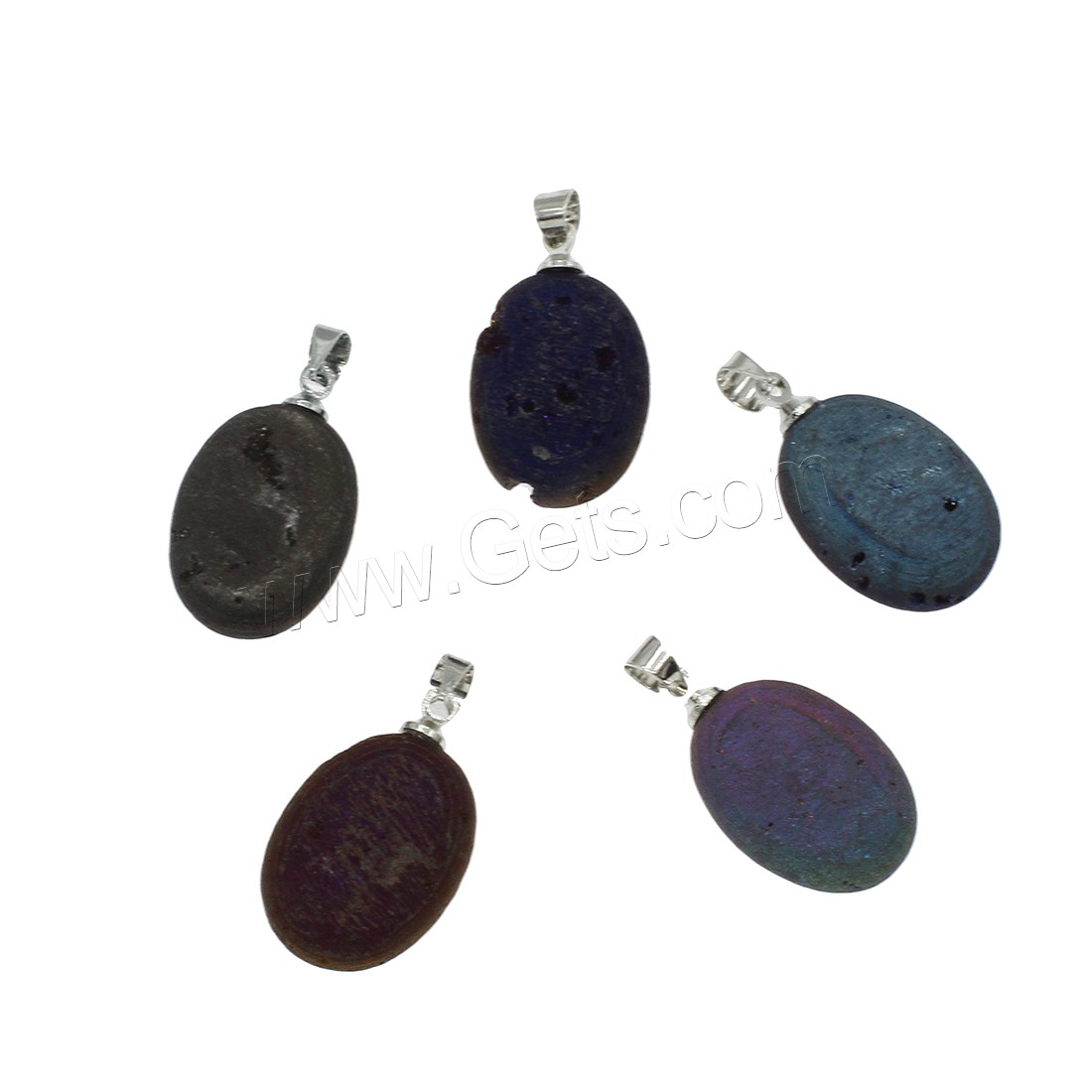 Natural Agate Pendentif Druzy, agate quartz de glace, avec laiton, Placage de couleur argentée, normes différentes pour le choix, plus de couleurs à choisir, Trou:Environ 1.4mm, Vendu par PC