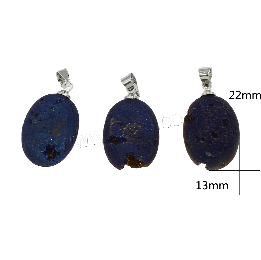 Natural Agate Pendentif Druzy, agate quartz de glace, avec laiton, Placage de couleur argentée, normes différentes pour le choix, plus de couleurs à choisir, Trou:Environ 1.4mm, Vendu par PC