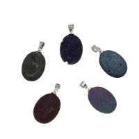 Natural Agate Pendentif Druzy, agate quartz de glace, avec laiton, Placage de couleur argentée, normes différentes pour le choix, plus de couleurs à choisir Environ 1.4mm, Vendu par PC