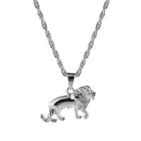 Zinc Alloy Necklace, Lion, plated, fashion jewelry & for woman, silver color, 700mm, 41*26mm 