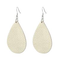 PU Leather Drop Earring, with Zinc Alloy, plated, fashion jewelry & for woman 72*38mm 