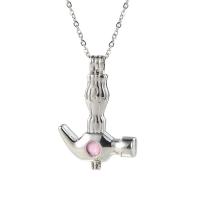 Zinc Alloy Aromatherapy Necklace, hammer, plated, for 8mm beads & for woman, silver color, 46*32mm .6 Inch 