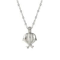 Stainless Steel Floating Locket Necklace, plated, for 8mm beads & fashion jewelry & for woman, silver color, 23*13mm 