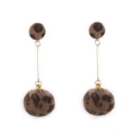 Zinc Alloy Drop Earring, with Plush, gold color plated, Korean style & without earnut & for woman 