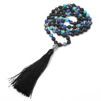 Fashion Sweater Chain Necklace, Gemstone, with Cotton Thread, Tassel, Unisex, 90mm, 6mm Approx 29.1 Inch 