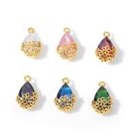 Brass Jewelry Pendants, with Crystal, Teardrop, gold color plated Approx 1.5mm 