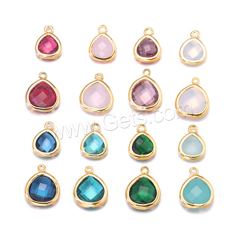 Brass Jewelry Pendants, with Crystal, Teardrop, gold color plated, different size for choice, more colors for choice, Hole:Approx 1mm, 10PCs/Bag, Sold By Bag