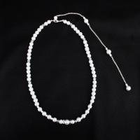 Moda franja Neckalace, Perlas de vidrio, Joyería & para mujer & con diamantes de imitación, 52+26cm, Vendido por Set