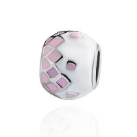 Enamel Zinc Alloy Beads, plated, DIY, silver color, 7*10mm 