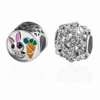 Rhinestone Zinc Alloy Beads, plated, DIY & enamel & with rhinestone 