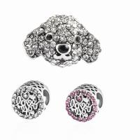 Rhinestone Zinc Alloy Beads, plated, DIY & with rhinestone 