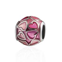 Enamel Zinc Alloy Beads, plated, DIY, pink, 9*10mm 