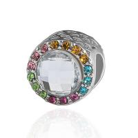 Rhinestone Zinc Alloy Beads, plated, DIY & with rhinestone, silver color, 12*11mm 