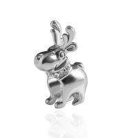 Zinc Alloy Animal Beads, Christmas Reindeer, plated, DIY & with rhinestone 19*12mm 