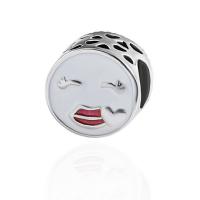 Enamel Zinc Alloy Beads, plated, DIY, silver color, 11*11mm 