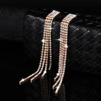 Zinc Alloy Tassel Earring, plated, fashion jewelry & for woman & with rhinestone 