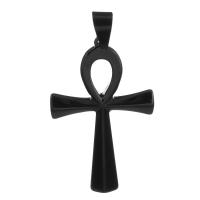 Stainless Steel Cross Pendants, black ionic Approx 